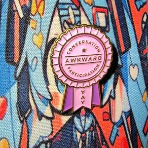 Women’s Accessories Cute Fun Pink Awkward Conversation Participation Enamel Pin